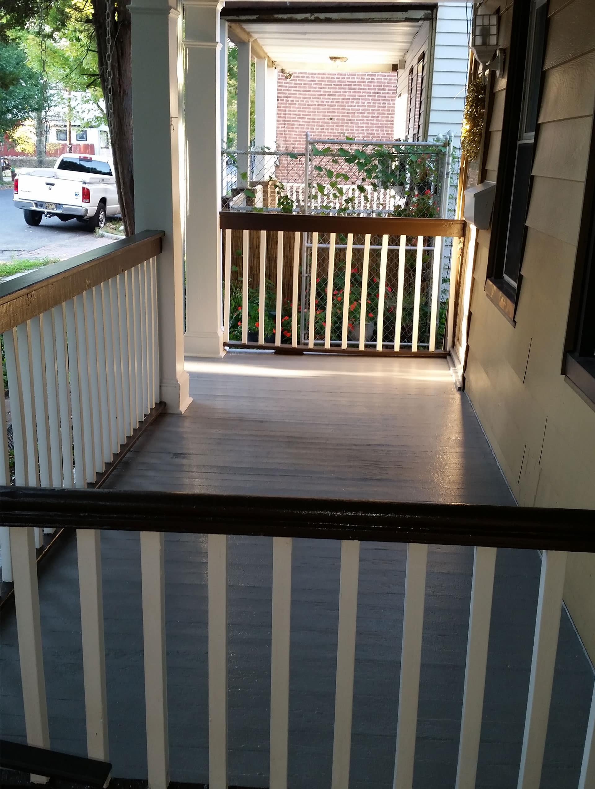 freshly painted wooden deck