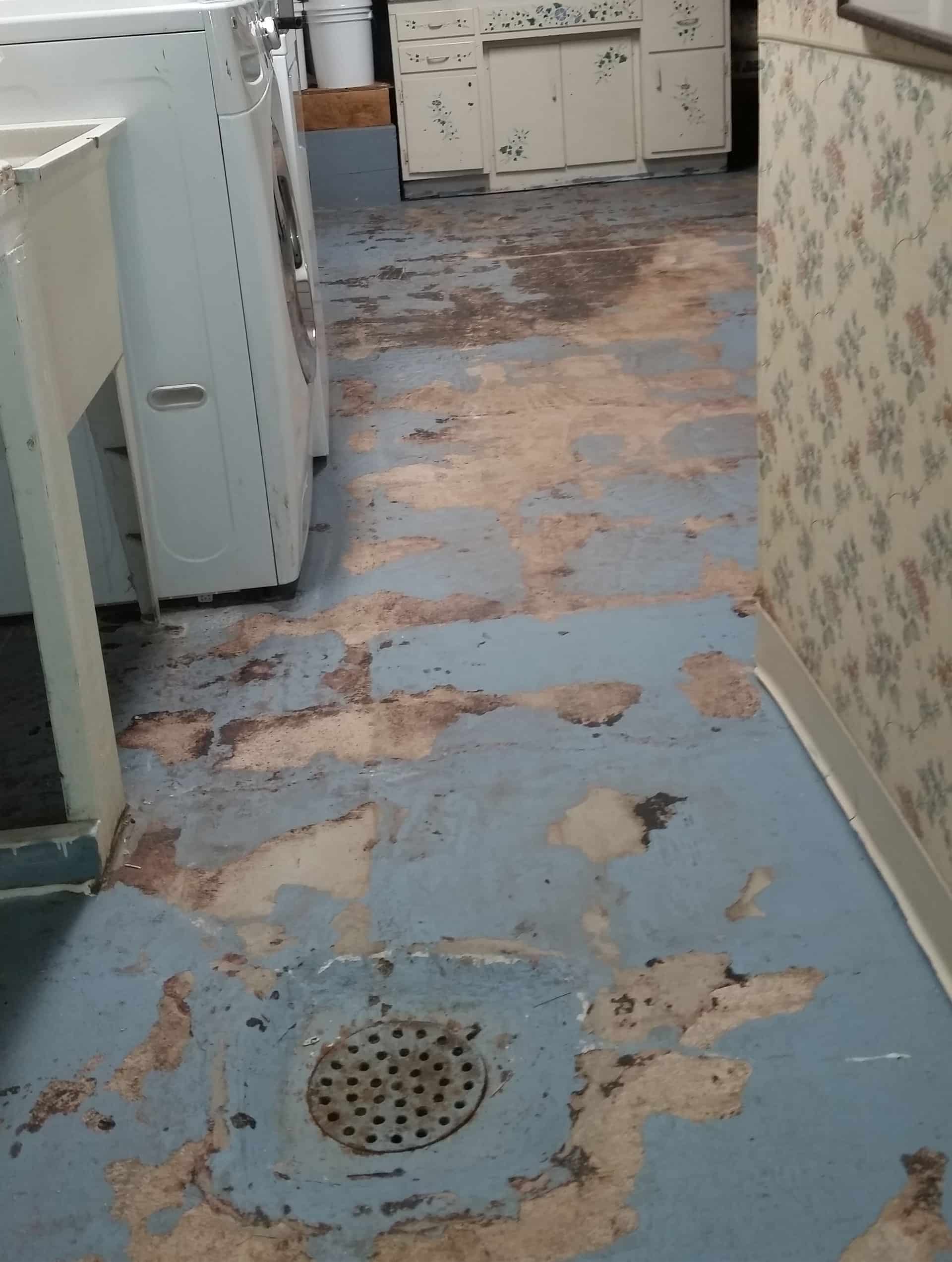 decayed floor with patches